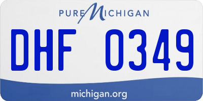 MI license plate DHF0349