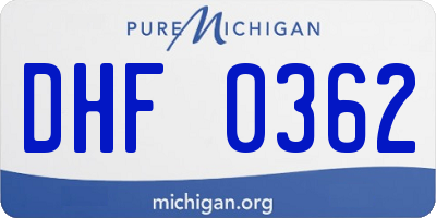 MI license plate DHF0362