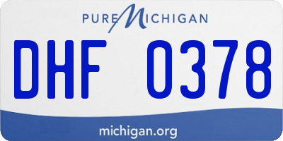 MI license plate DHF0378