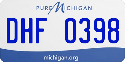 MI license plate DHF0398