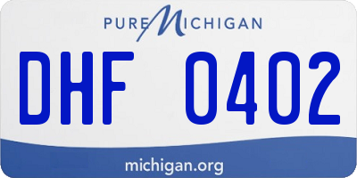 MI license plate DHF0402