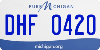 MI license plate DHF0420