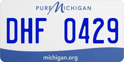 MI license plate DHF0429