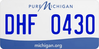 MI license plate DHF0430