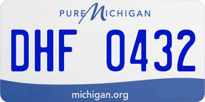 MI license plate DHF0432
