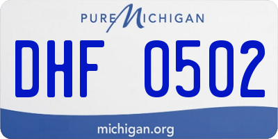 MI license plate DHF0502
