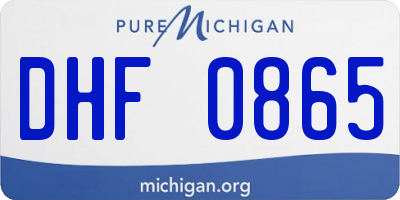 MI license plate DHF0865
