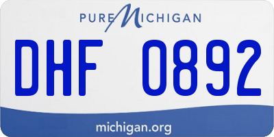 MI license plate DHF0892