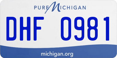 MI license plate DHF0981