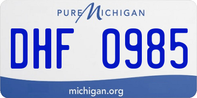 MI license plate DHF0985