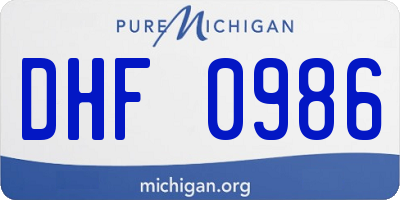 MI license plate DHF0986