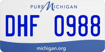 MI license plate DHF0988