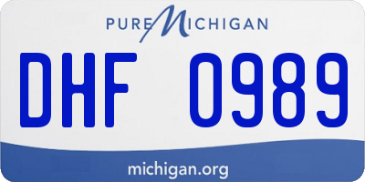 MI license plate DHF0989