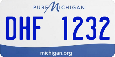 MI license plate DHF1232