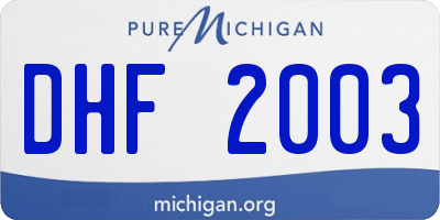 MI license plate DHF2003