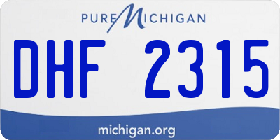 MI license plate DHF2315