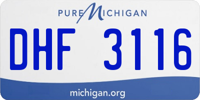 MI license plate DHF3116