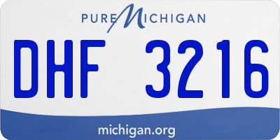 MI license plate DHF3216
