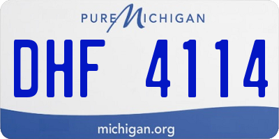 MI license plate DHF4114