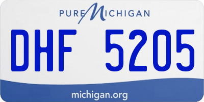 MI license plate DHF5205