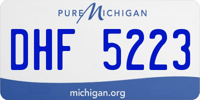 MI license plate DHF5223