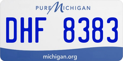 MI license plate DHF8383
