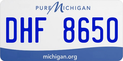 MI license plate DHF8650