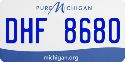 MI license plate DHF8680