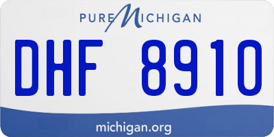 MI license plate DHF8910