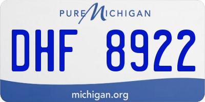 MI license plate DHF8922