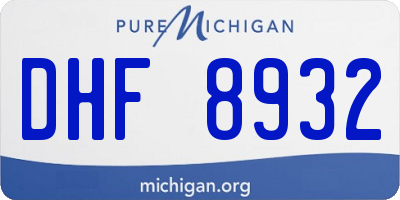 MI license plate DHF8932