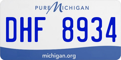 MI license plate DHF8934