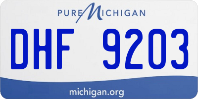 MI license plate DHF9203