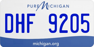 MI license plate DHF9205