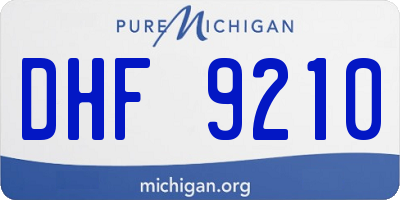 MI license plate DHF9210