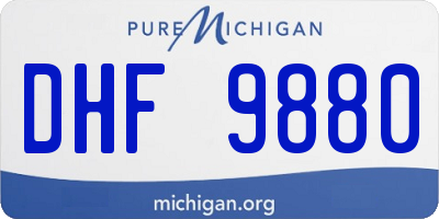 MI license plate DHF9880
