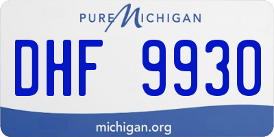 MI license plate DHF9930