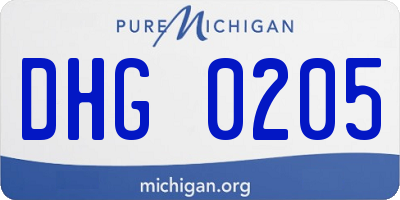 MI license plate DHG0205