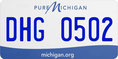 MI license plate DHG0502