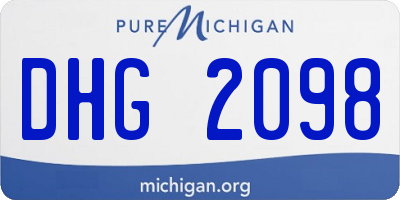 MI license plate DHG2098