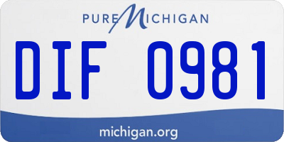 MI license plate DIF0981