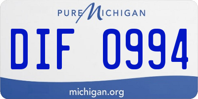 MI license plate DIF0994