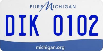MI license plate DIK0102