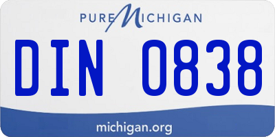MI license plate DIN0838