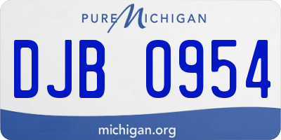 MI license plate DJB0954