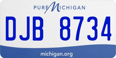 MI license plate DJB8734