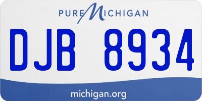 MI license plate DJB8934