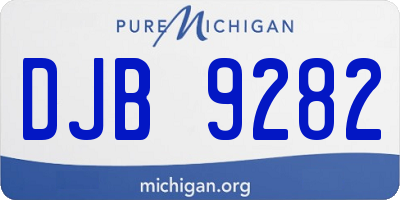 MI license plate DJB9282
