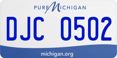 MI license plate DJC0502
