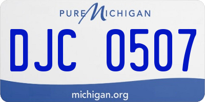 MI license plate DJC0507